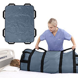 ZHEEYI Multipurpose 48" x 40" Positioning Bed Pad with Reinforced Handles - Reusable & Washable Patient Sheet for Turning, Lifting & Repositioning - Double-Sided Nylon Fabric, Gray