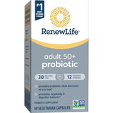 Renew Life Probiotic Adult 50 Plus Probiotic Capsules, Daily Supplement Supports Urinary, Digestive and Immune Health, L. Rhamnosus GG, Dairy, Soy and gluten-free, 30 Billion CFU, 60 Count