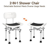 WAYES Shower Chair with Back, Cross-Brace Support, 500lbs, Tool-Free Assembly, Height Adjustable Bathtub Chair for Elderly, Shower Stool Fit for Standard Bathtub and Small Barthtub