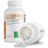 Vitamin K Triple Play (Vitamin K2 MK7 / Vitamin K2 MK4 / Vitamin K1) Full Spectrum Complex Vitamin K Supplement, 180 Capsules