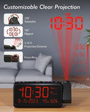 Projection Alarm Clock for Bedroom, Digital Clock with Date and Day of Week for Elderly, Temperature&Humidity, Dual Alarm with Weekday/Weekend Mode, TypeC&USB Charger, Snooze&Backlight, Battery Backup