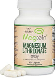 Magnesium L Threonate Capsules (Magtein) – High Absorption Supplement – Bioavailable Form for Sleep and Cognitive Function Support – 2,000 mg – 100 Capsules