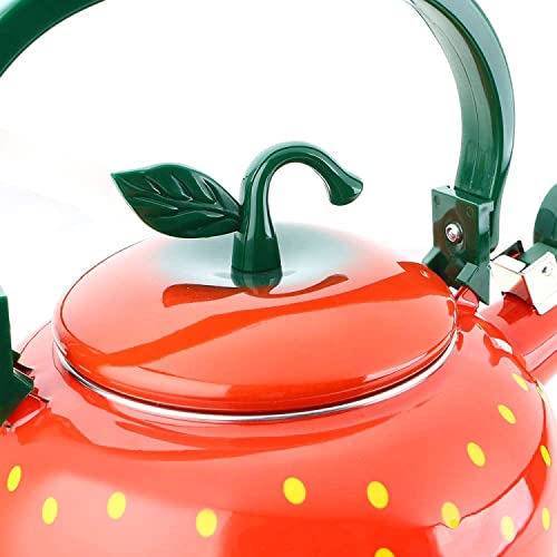 Whistling Tea Kettle for Stove Top Enamel on Steel Teakettle, Supreme Housewares Strawberry Fruit Decor Teapot Water Kettle Cute Kitchen Accessories Teteras (2.3 Quart, Strawberry)