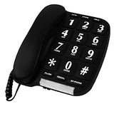 Black Big Button Phone for Wall or Desk with Speaker and Memory