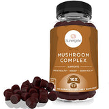 Sunergetic Premium Mushroom Gummies Supplement -for Immune Health, Brain, Mood & Stress Support - Mushroom Blend with Lions Mane, Chaga Extract, Reishi, Turkey Tail, Cordyceps (120 Gummies)