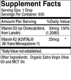 Vitamin D3 with K2 liquid drops, all natural, non-gmo, 1208iu D3 and 25mcg K2 (mk7) per serving, support your bones, immune system and energy levels, with or without peppermint oil