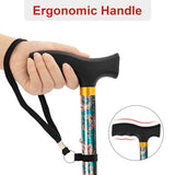 LIXIANG Folding Walking Cane Green Flower