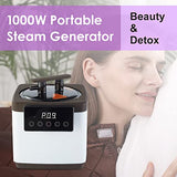 Smartmak Sauna Steamer Pot 2.6 L, Portable Steam Generator Set with Smart Touch Time & Tempreture Remote Control, 1000W Spa Machine with Herbal Box for Body Detox 110V US Plug- Wood Pattern