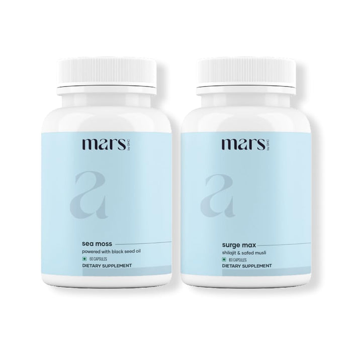 mars by GHC Power Surge Combo: Surge Max & Sea Moss Caps (120 N) | Powered with Natural Extracts: Sea Moss, Shilajit, Black Seed Oil for Overall Well Being | Good Health Company