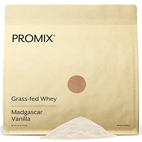 Promix Whey Protein Powder, Vanilla - 2.5lb Bulk - Grass-Fed & 100% All Natural - ­Post Workout Fitness & Nutrition Shakes, Smoothies, Baking & Cooking Recipes - Gluten-Free & Keto-Friendly