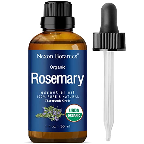 Nexon Botanics Organic Rosemary Essential Oil, 30 ml, Undiluted, USDA Certified Pure, Natural Therapeutic Grade, for Aromatherapy, Skin, Hair Care, Massage, Mood Uplift