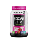 INVIGOR8 Superfood Protein Shake Gluten-Free and Non GMO Meal Replacement Shake with Probiotics and Omega 3 (645 Grams) (Natural Strawberry)