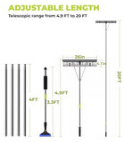 MYTOL 4.9'-20' Snow Rake for House Roof, Snow Scraper for Car Included, 26" Aluminum Blade with Wheels, Extension Tubes & Anti-Skid Handle, Lightweight Snow Roof Rake for Snow, Leaves, Debris Removal