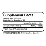 Nutrivein Zinc Picolinate 120 Capsules - Supports Respiratory Health, Immune System, Skin, Bone Strength