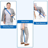 Metal Shoe Horn & Dressing Stick - Sock Remover Tool Independent Living Aids for Elderly Disabled Men Women