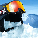 EXP VISION Ski Goggles Snowboard for Men Women, OTG Anti Fog UV Protection Snow Goggles (Black Frame Red)