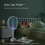 Rotating Head Rechargeable Electric Fly Swatter Racket Bug Zapper Racket Mosquito Zapper Indoor Bug Zapper Fruit Fly Zapper Spider Killer Gnat Trap Wasp Catcher, with a Telescopic Extension Wand