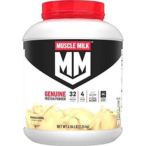 Muscle Milk Genuine Protein Powder, Banana Crème, 32g Protein, 5 Pound, 32 Servings