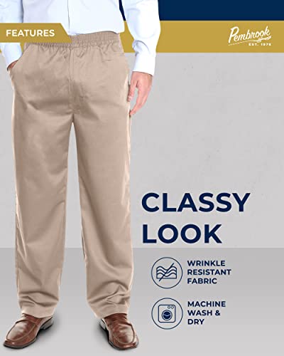 Pembrook Mens Elastic Waist Pants for Seniors - Adaptive Mens Pants for Elderly | Elastic Waist Pants for Men | Senior Elastic Waist Pants Tan