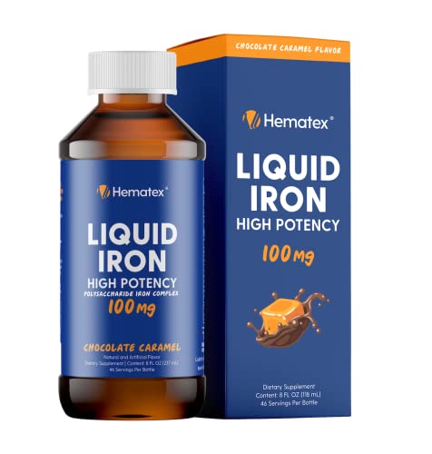 Iron Supplement High Potency Liquid Iron for Adults by Hematex - 100mg Polysaccharide Iron Complex Iron Supplements for Anemia and Iron Deficiency