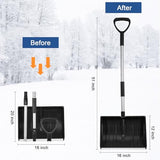 Ergonomic Large Snow Shovel for Driveway: 52-Inch Snow Shovel for Snow Removal Lightweight Portable Plastic Aluminum Blade Shovel for Garden, Car, Camping