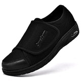 Gmedonm Women's Wide Shoes with Adjustable Lightweight for Diabetic Edema Plantar Fasciitis Bunions Arthritis Swollen Feet Air Cushion Bottom Fattening and Widening Elderly Shoes Black