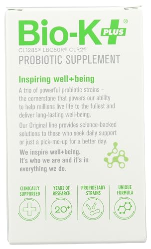 Bio-K + Daily Care Plus Probiotic Supplement Capsules for Adult Men and Women, 50 Billion Active Bacteria, Promotes Immune System Health - Vegan & Gluten-Free Delayed Release, 30 Capules/Box