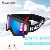 Karsaer Ski Goggles Anti-Fog Snow Goggles OTG 100% UV Protection Snowboard Goggles Bendable Dual-Lenses for Men Women Youth