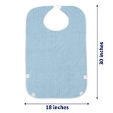 Wave 3 Pack Terry Cloth Bibs for Adults, Senior Citizens, Special Needs, and Hospice or Personal Care, Built-In Crumb Catcher and Clothing Protector, Washable and Reusable