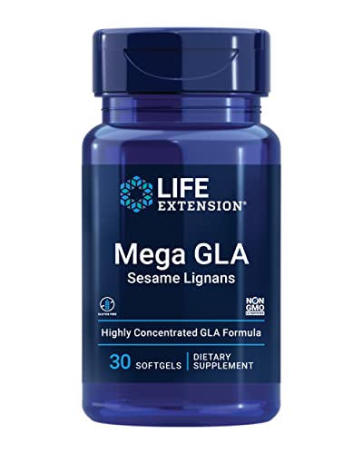 Life Extension Mega GLA Sesame Lignans – Gamma-Linolenic Acid from Borage Oil Supplement - Whole Body Health & Inflammation Health Support – Gluten-Free, Non-GMO – 30 Softgels