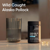 Sports Research Triple Strength Omega 3 Fish Oil - Burpless Fish Oil Supplement w/EPA & DHA Fatty Acids from Wild Alaskan Pollock - Heart, Brain & Immune Support for Men & Women - 1250 mg, 240 ct