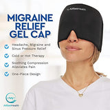 Migraine Relief Cap Ice Head Wrap Headache and Migraine Hat | Headache Relief with Hot/Cold Gel Head Ice Pack with Face and Eye Headache Mask Compress Black