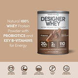 Designer Wellness Designer Whey Natural 100% Whey Protein Powder with Probiotics , Fiber, and Key B-Vitamins for Energy, Gluten-free, Non-GMO, Gourmet Chocolate 12 oz