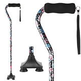 LIXIANG Walking Canes for Women & Men Adjustable Walking Stick,Folding Cane with Soft Sponge Offset Handle,Lightweight,Suitable for Arthritis,The Elderly and The Disabled(Curved Black Flower)