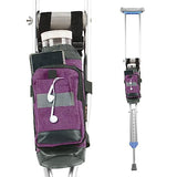 Crutch Bag Lightweight Crutch Accessories Storage Pouch with Reflective Strap and Front Zipper Pocket for Universal Crutch Bag to Keep Item Safety (Purple)