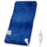 QALTGC Heating Pad (18"x 33"),Dual Mode Controller, Machine Washable, Comfortable Soft for Cramps/Pain Relief（Dark Blue）