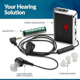 Personal Sound Amplifier - Audio Hearing Amplifier Device and Voice Enhancer Device for Sound Gain of 50dB, Up to 100 Feet Away, Pocket Hearing Devices