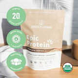 Sprout Living, Epic Protein, Plant Based Protein & Superfoods Powder, Complete Coffee | 20 Grams Organic Protein Powder, Adaptogens, Mushrooms, Vegan, Non-GMO, Gluten Free (1 Pound, 12 Servings)