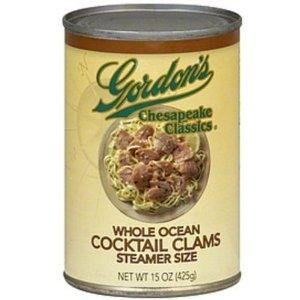 Gordon's Chesapeake Steamer Size Whole Ocean Cocktail Clams 15 oz.(Pack of 12)