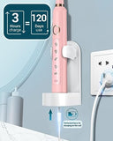 Sonic Electric Toothbrush for Adults - Rechargeable Electric Toothbrushes with 8 Brush Heads & Travel Case,Teeth Whitening , Power Electric Toothbrush with Holder, 3 Hours Charge for 120 Days - Pink