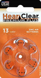 Hear Clear Size 13 PR48 Hearing Aid Batteries Orange Tab (300 Batteries)