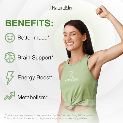 NaturalSlim Relaxslim for Metabolism, Helps Control Appetite, Fat & Stress Support - Adaptogen Supplements w/Rhodiola Rosea & Ashwagandha - Source of Natural Energy - 120 Capsules