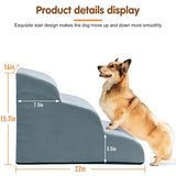 Urban Deco Dog Stairs and Ramp for High Beds Couch, Pet Stairs for Small Dog Cat, 3 Steps High Density Foam Dog Steps Suitable for Elderly Dogs, Pets with Joint Pain (Gray)