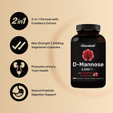 NatureBell D-Mannose 500mg Capsules (2000mg Per Serving) | 240 Veggie Capsules + Cranberry Extract 400mg, Fast Acting Urinary Tract Health Pills, Utra UTI Support for Women & Men