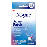 Nexcare Thin and Transparent Acne Patch, Skin Cover Absorbs Pus and Oil from Clogged Pores, Made with hydrocolloid, tab Allows for Easy Removal from Liner - 117 Pimple Patches