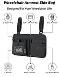 ISSYAUTO Wheelchair Side Bag, Upgraded Walker Pouch Bag with Cup Holder, Wheelchair Armrest Accessories for Walker, Rollator, Electric Scooter Wheelchairs, Ideal Gift for Seniors