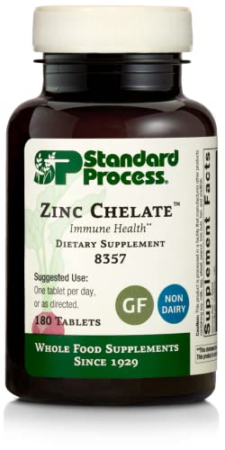 Standard Process Zinc Chelate - Whole Food Digestion and Digestive Health, and Skin Health with Beet Root and Zinc - 180 Tablets