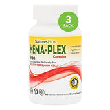 NaturesPlus Hema-Plex Iron - 60 Fast-Acting Capsules, Pack of 3-85 mg Elemental Iron + Vitamin C & Bioflavonoids for Healthy Red Blood Cells - Vegan, Gluten Free - 90 Total Servings