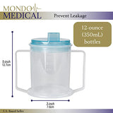 Mondo Medical Double Handle Adult Sippy Cups for Elderly Assistance - 3pk 12oz Clear Tumblers with Lids and Spouts