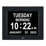 TMC [2024 New Clock with Day and Date for Elderly-Digital Clock Large Display with 12 Alarm Options,Dementia Clock Large Number Digital Clocks for Seniors(8-inch,Black)